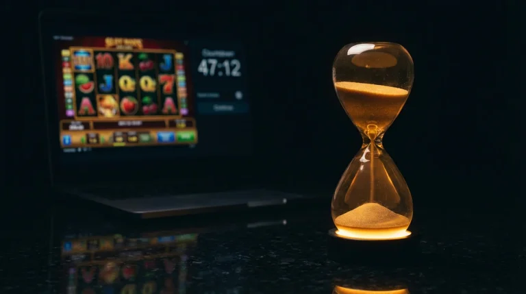 Timed casino bonus with a countdown clock on a slot machine screen