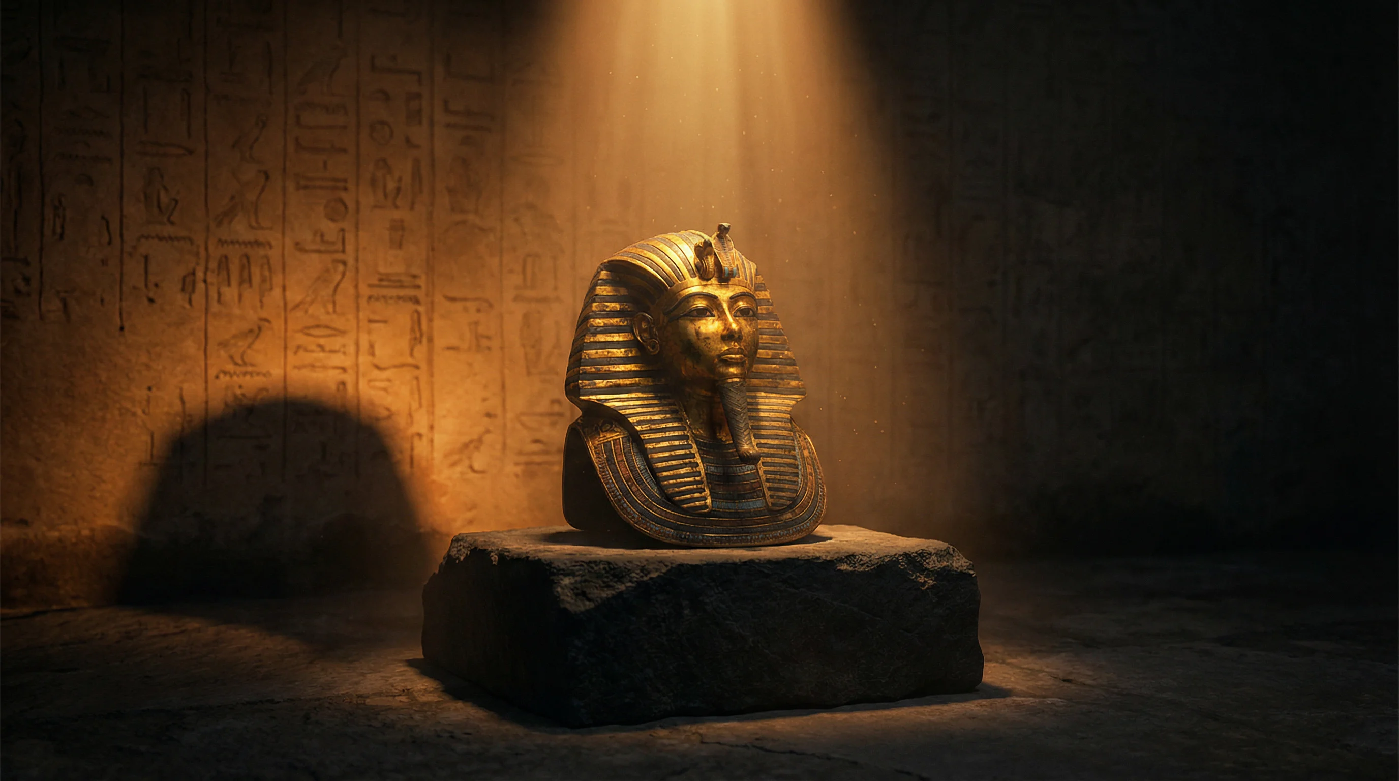 No deposit bonus codes Book of Dead — Egyptian pharaoh mask illuminated by golden light