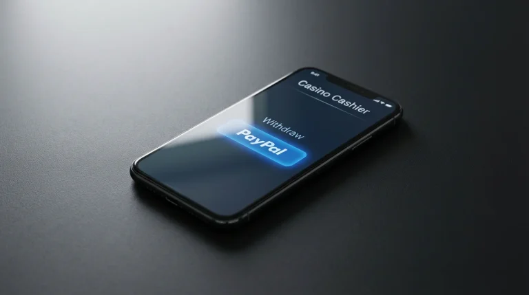 PayPal logo on a smartphone next to a casino bonus notification