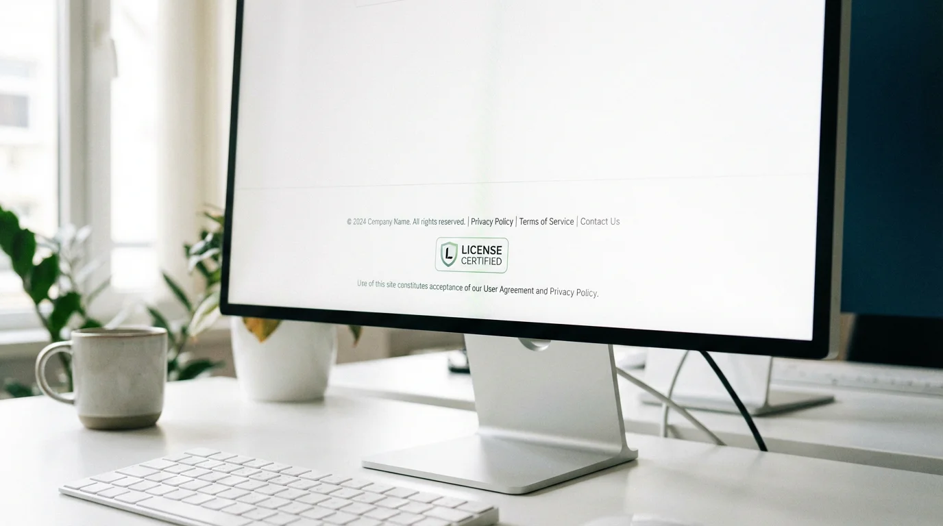 UKGC licence number displayed in the footer of a casino website on a monitor screen